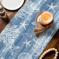 thumbnail image 2 of Haze Blue Coastal Cotton Linen Table Runner for Dining Kitchen, Summer Beach Nautical Starfish Coral Vintage Wedding Outdoor Party Tablerunners, Dresser Scarf Coffee Tablecloth Runners 13x72 Inches, 2 of 9
