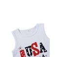 thumbnail image 3 of Blotona 2Pcs 4th of July Toddler Baby Boy Girl Summer Outfit Sleeveless American Flag Vest Tank Tops Shorts   Independence Day Set, 3 of 7
