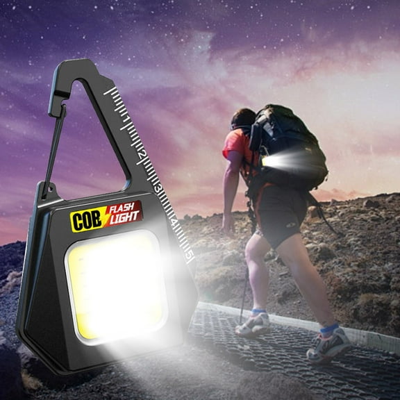 RKZDSR Rechargeable Cob Keychain Work Light, 1000 Lumens LED Pocket Flashlight with Bottle Opener for Camping, Emergency Use