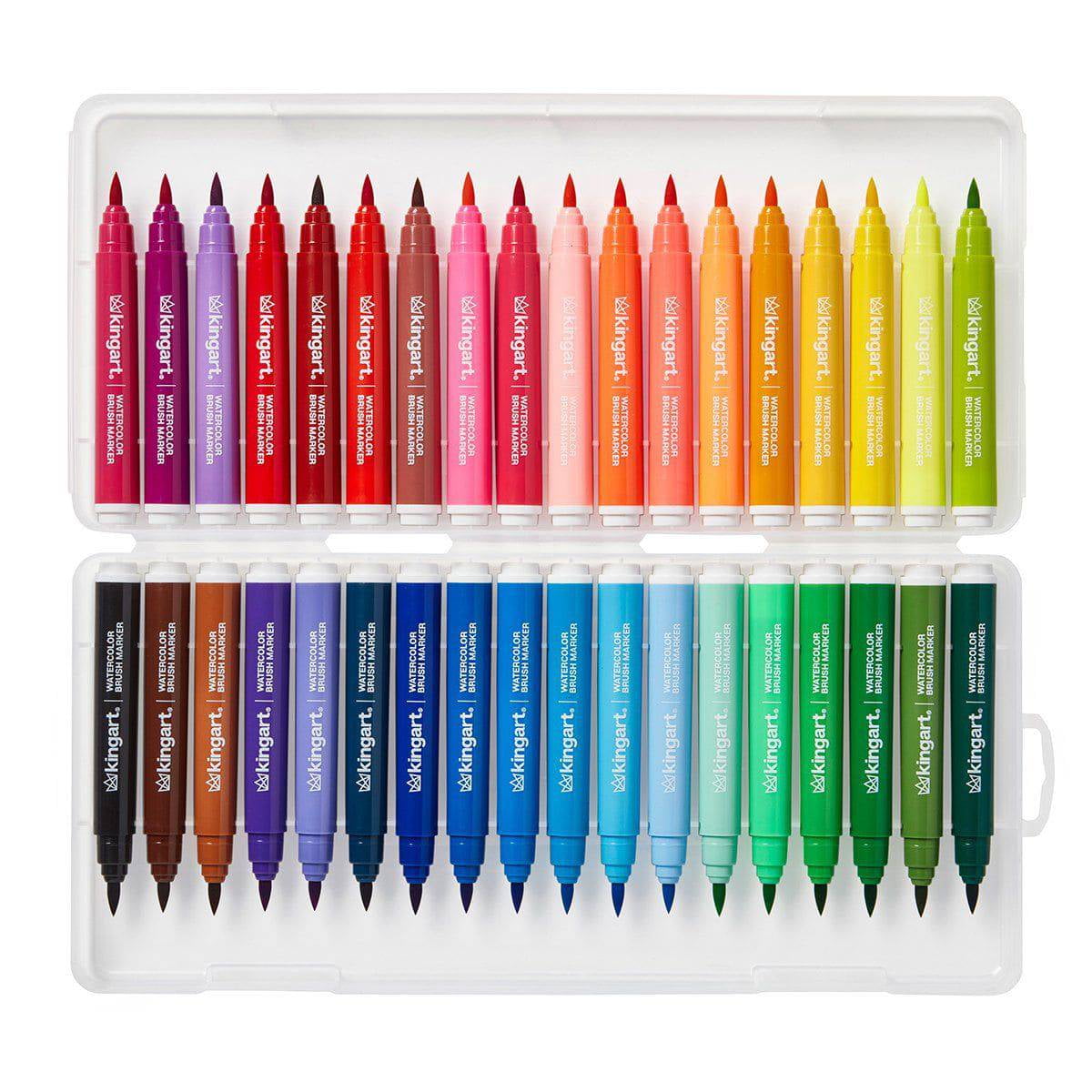 Kingart 36 Pieces Watercolor Brush Markers Set in Case