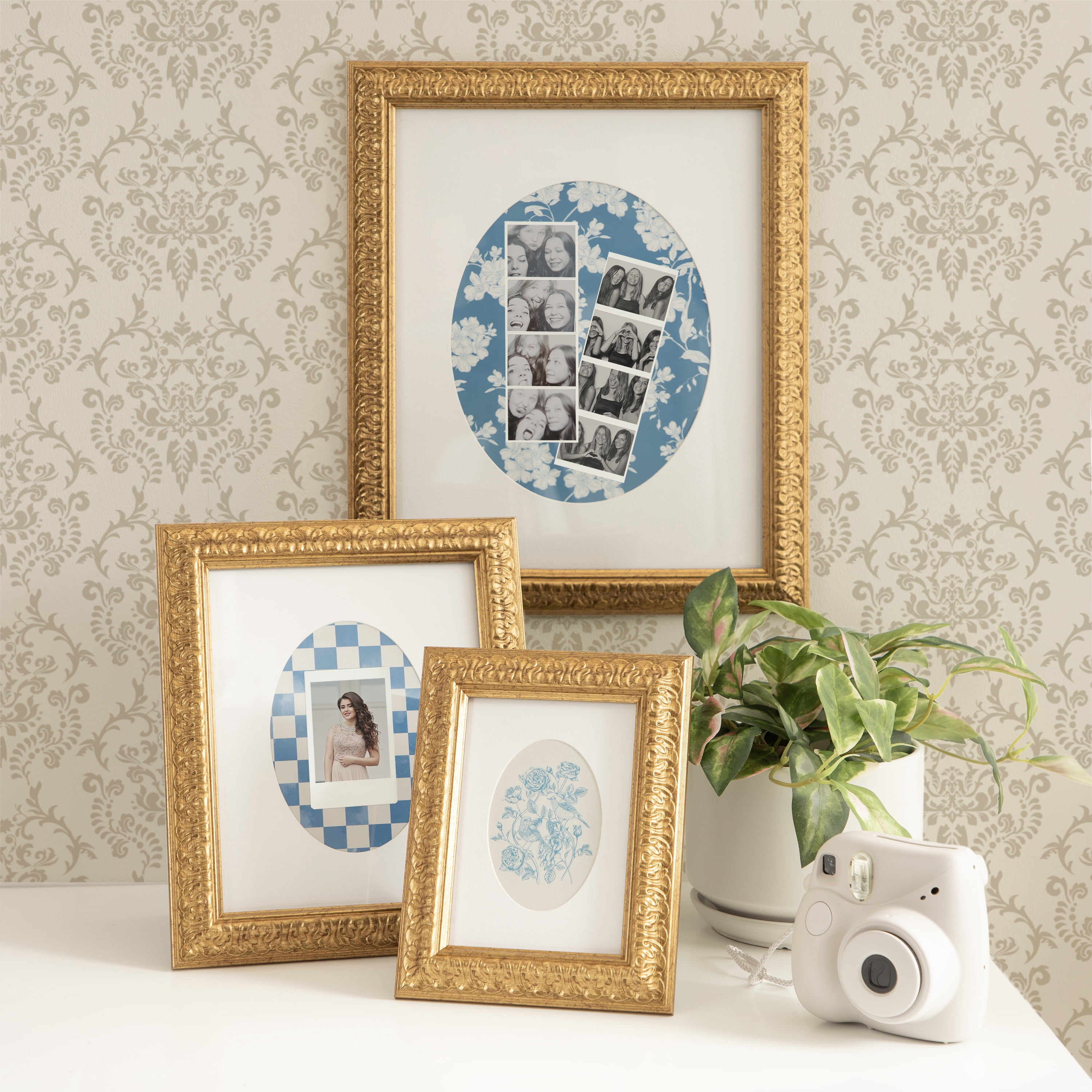 DesignOvation – 8x10 Picture Frame – Ornate Matted Antique Gold Wall Photo Frame