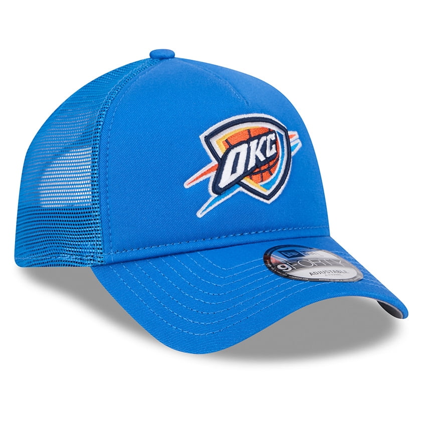 Men's New Era Blue Oklahoma City Thunder Core Logo Foam Front A-Frame 9FORTY Adjustable Trucker Hat