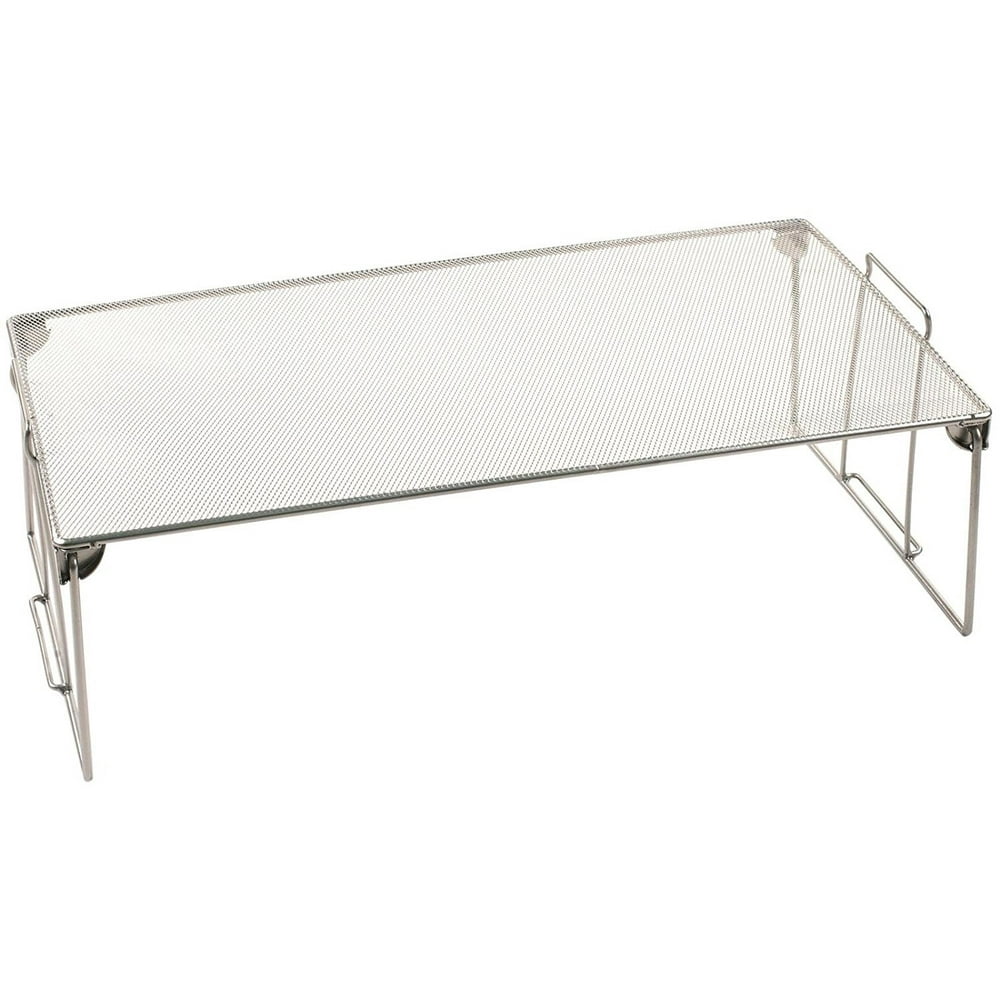 Ybm Home Stackable Mesh Shelf Silver Storage Rack for Kitchen/Office