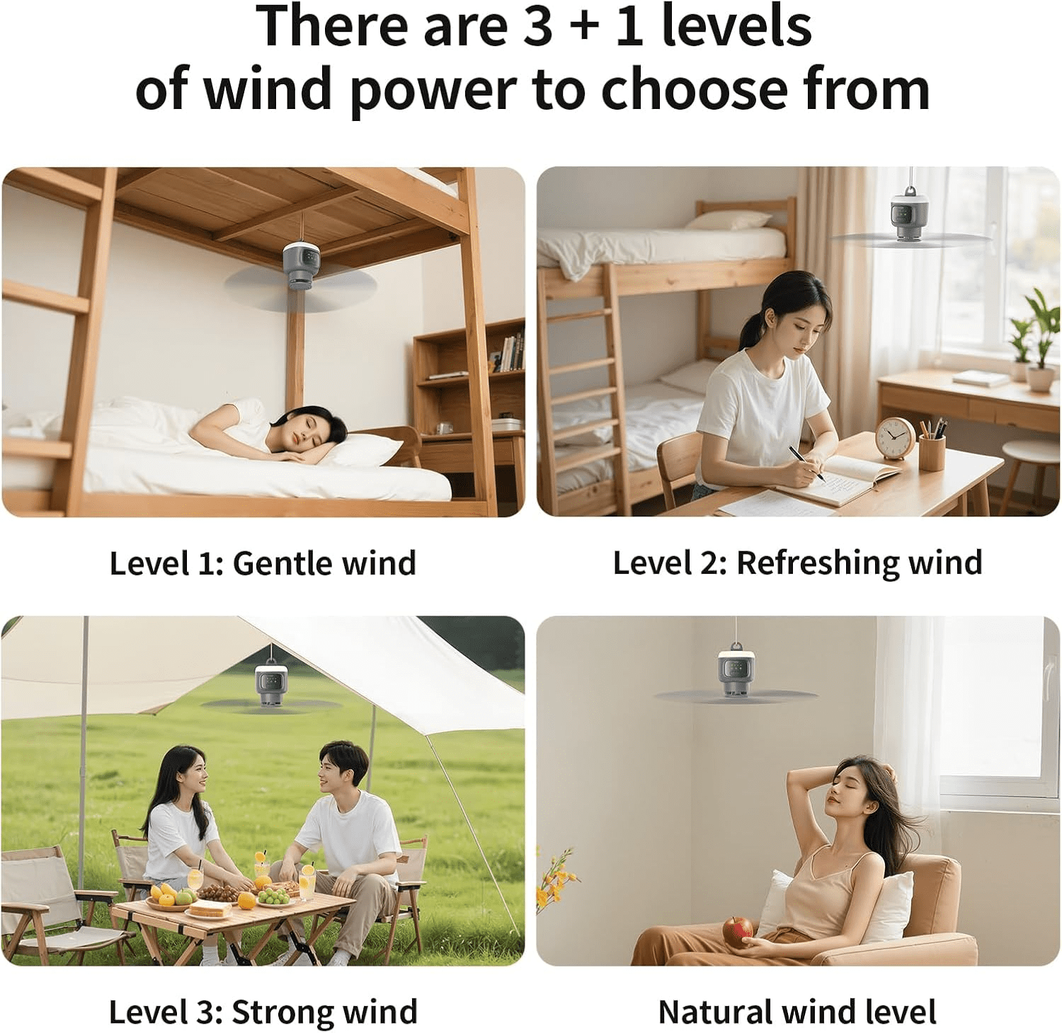 18-inch Battery Powered Ceiling Fan with Remote & Light, Cordless Tent Fan for Camping Accessories & RV Essentials, 12000mAh Rechargeable Hanging Fan for Outdoor Patio, Gazebo, and Garage Cooling