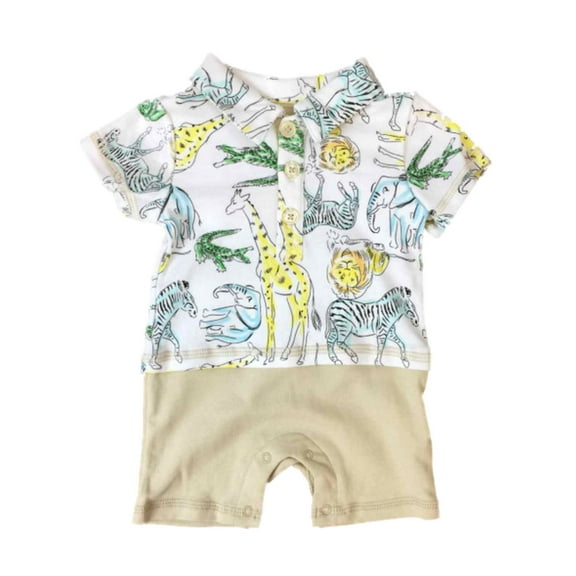 Infant Boys Zoo Animals Bodysuit Baby Outfit Zebra Elephant Lion Croc Romper NB