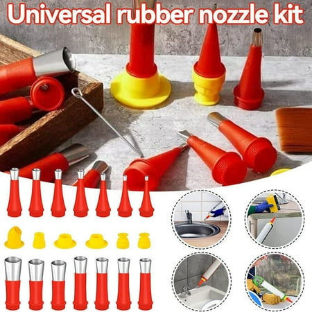 

BTOER Universal Integrated Rubber Nozzle Tool Kit Reusable Sealing Caulking Nozzle Coating Reusable Rubber Nozzle Tool Kit