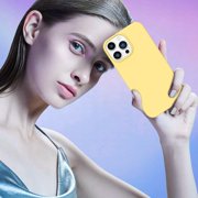 for iPhone 14 Pro Case Liquid Silicone Soft Gel Rubber Microfiber Lining Cushion Cover ShockProof Protective Phone Case for iPhone 14 Pro(6.1 inch)-Yellow