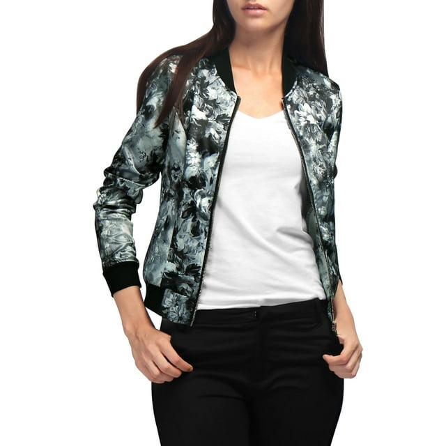 INSPIRE CHIC Blouson Bomber pour Femme Coupe Ajustée Léger à Fermeture Éclair TP Gris