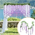 thumbnail image 2 of Wisteria Flower Vines Garland 6.56 Ft Artificial Silk Flowers - Hanging Wisteria String for Wedding, Garden, and Home Decor, Purple, Garland, 2 of 5