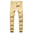 thumbnail image 1 of CEHVOM Men's New Tight-fitting Ripped Straight Hip-hop Stretch Motorcycle Denim Trouser, 1 of 6