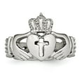 thumbnail image 4 of Chisel Stainless Steel Polished Claddagh with Cross Ring, 4 of 8