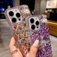 thumbnail image 5 of Compatible with iPhone 14 Pro Max Bling Case Glitter Rhinestone Crystal Diamond Shiny Flower Pearl Shiny Bear Cute Luxury Fashion Unique Shockproof Protection Cover for Women Girls White, 5 of 10