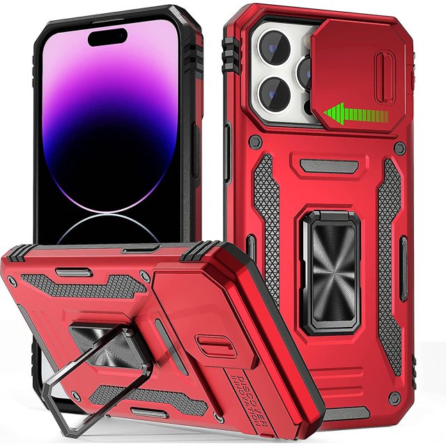 Armor Military Grade Case Compatible Iphone 14 Pro Max/14 Pro With Slide Camera Cover & Magnetic Ring Stand