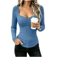 thumbnail image 2 of Bixock Long Sleeve Shirt for Women,Blouses for Women Crew Neck Knit Pullover Solid Color Slim Casual Sweater Warm Soft Daily Wear Women Clothings Size XL, 2 of 6