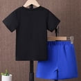 thumbnail image 4 of Staki Boys 2 Piece Outfit Toddler Boys Cotton Clothing Sets Short Sleeve Tee and Shorts 2-8Y(Black & Blue,7-8 Years), 4 of 4