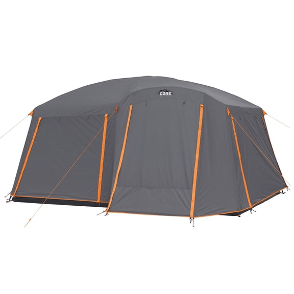 CORE 10 Person Straight Wall Cabin Family Camping Tent with Full Rainfly
