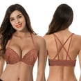 thumbnail image 5 of Curve Muse Womens Push Up Add 1 and a half Cup Underwire Halter Front Close Bras -2PK-Mauve,Rust-38DD, 5 of 7