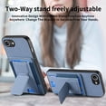 thumbnail image 4 of Dteck Slim Kickstand Case for iPhone 16e, Vertical and Horizontal Stand Metal Kickstand Cover with Card Holder, Carbon Fiber Pattern Shockproof Protective Phone Cover for iPhone 16e 2025,Blue, 4 of 7