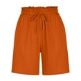 thumbnail image 4 of Linen Shorts for Women, Audhol Womens Linen Shorts for Women Drawstring Summer Beach Resort Wear 2025 Elastic High Waist Casual with Pockets Womens Linen Shorts Red XL, 4 of 9