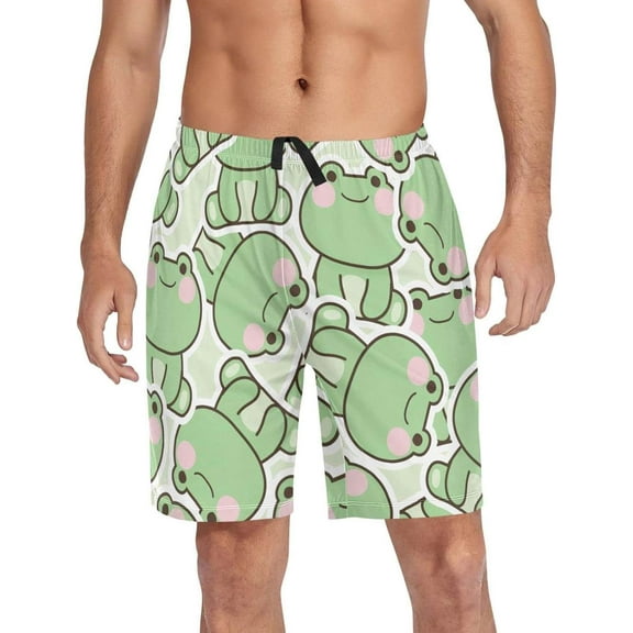 GZHJMY Frog Pajama Pants Short for Men, Lounge Pants Lightweight Men Pajama Bottoms with Drawstring Pockets, Christmas New Year Birthday Gifts, Small