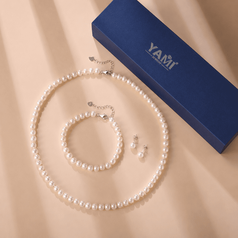 Yami 8.5-9mm White Freshwater Pearl Jewelry Set photo 6
