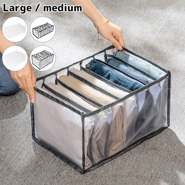 Cajas de almacenamiento de ropa de 7 rejillas Caja de almacenamiento plegable Caja de almacenamiento con compartimento para jeans Caja de separación de malla de cajón Caja de separación de pantalones Muyoka Hogar