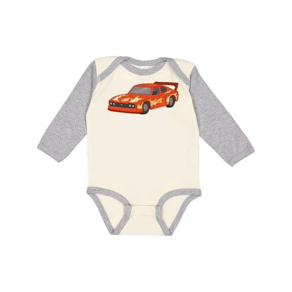 Inktastic Red Flames Race Car Boys or Girls Long Sleeve Baby Bodysuit