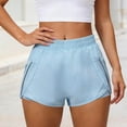 thumbnail image 2 of Hurxie Women's Running Shorts with Zipper Pockets, Mid-Waisted Quick Dry Athletic Workout Sport Short Light Blue,XL, 2 of 6