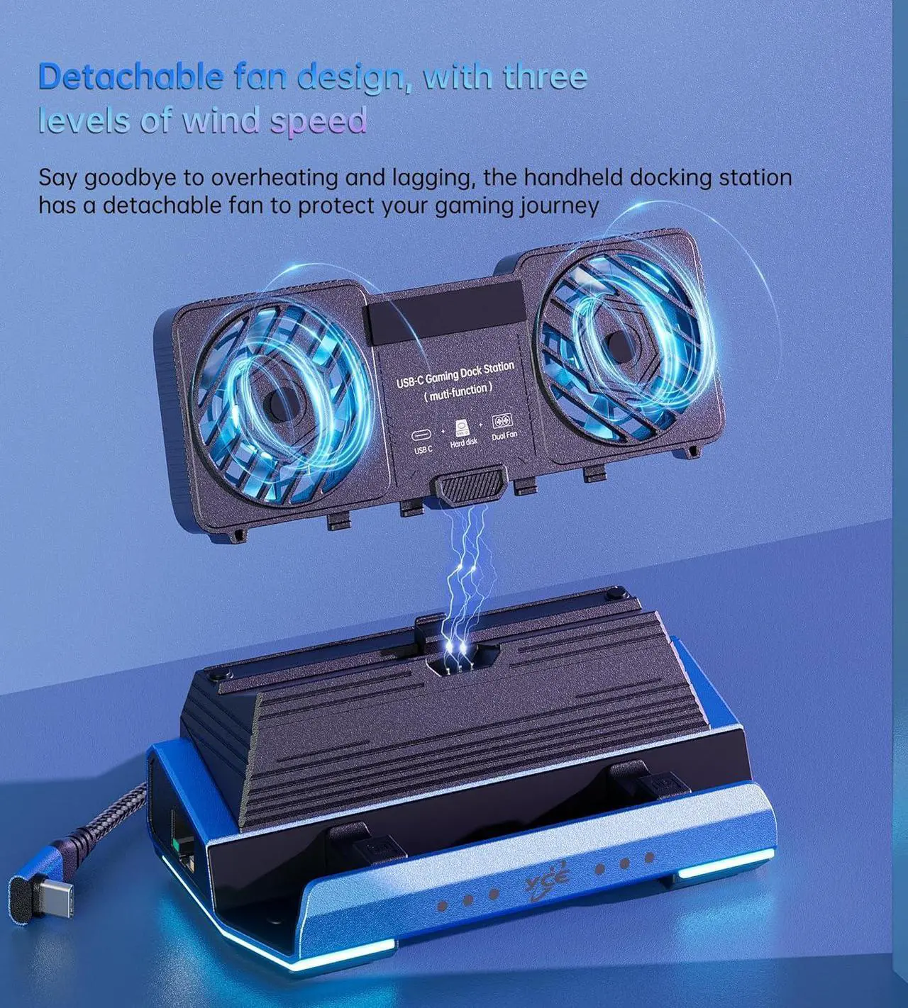 Steam Deck OLED & ROG Ally X & Legion GO - 10-in-1 Docking Station Dismantling Dual Cool Fans Steam, 4K@60Hz, 4 USB Ports, 100W PD Charging, Gigabit Ethernet Fit for Steam Deck