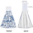 thumbnail image 4 of SKYSONIC 2 Pcs Hanging Hand Towels, Soft Absorbent Blue White Floral Towel for Kitchen Bathroom, 12"x17", 4 of 7