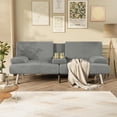 thumbnail image 5 of Wubio Futon Sofa Bed, Futon Couch with Removable Armrests, Adjustable Recliner Sleeper Sofa Bed with Dual Cup Holders for Living Room, Apartment, Office (Corduroy, Grey), 5 of 9