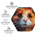thumbnail image 3 of Vsdgher Oil Painting Colorful Hamster Leather Coasters for Drinks, Durable Drink Coasters 4 Set for Tabletop Protection, Luxurious Home Décor and Housewarming Gift ( {designName})Hexagon, 3 of 6