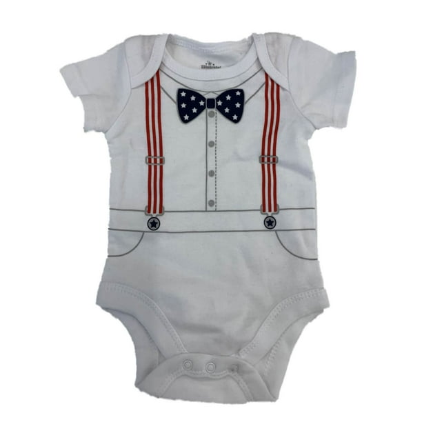 Celebrate Infant Baby Boys Patriotic Bow Tie & Suspender White