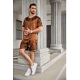 thumbnail image 4 of Ekouaer Men Silk Pajamas Set 2 Piece Pjs Soft Satin Sleepwear Shorts Button Down Tops Loungewear with Pockets, 4 of 6