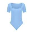 thumbnail image 5 of Wyobmus Women's Bodysuit Scoop Neck Short Sleeve Tank Thong Body Suits Outfits for Going Out Tummy Control Shapewear B-Sky Blue, 5 of 7