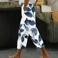 thumbnail image 3 of Casual Pants for Women Loose Leaves Print Harem Hem Trousers with Pocket Tie Waist High Rise Baggy Lounge Bottoms, Blue, XL, 3 of 3