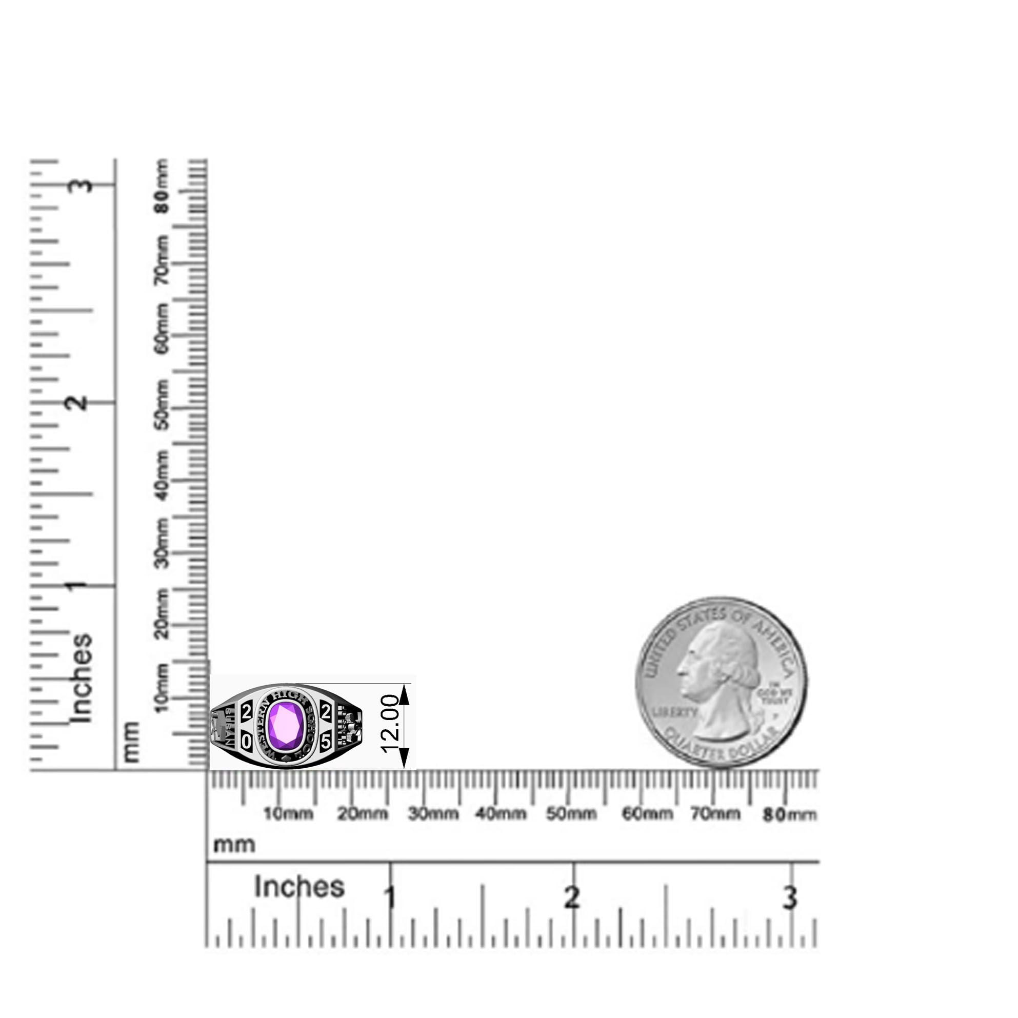 Mementos USA Custom10kt White Gold Class Ring for Women High School and College-Flawless