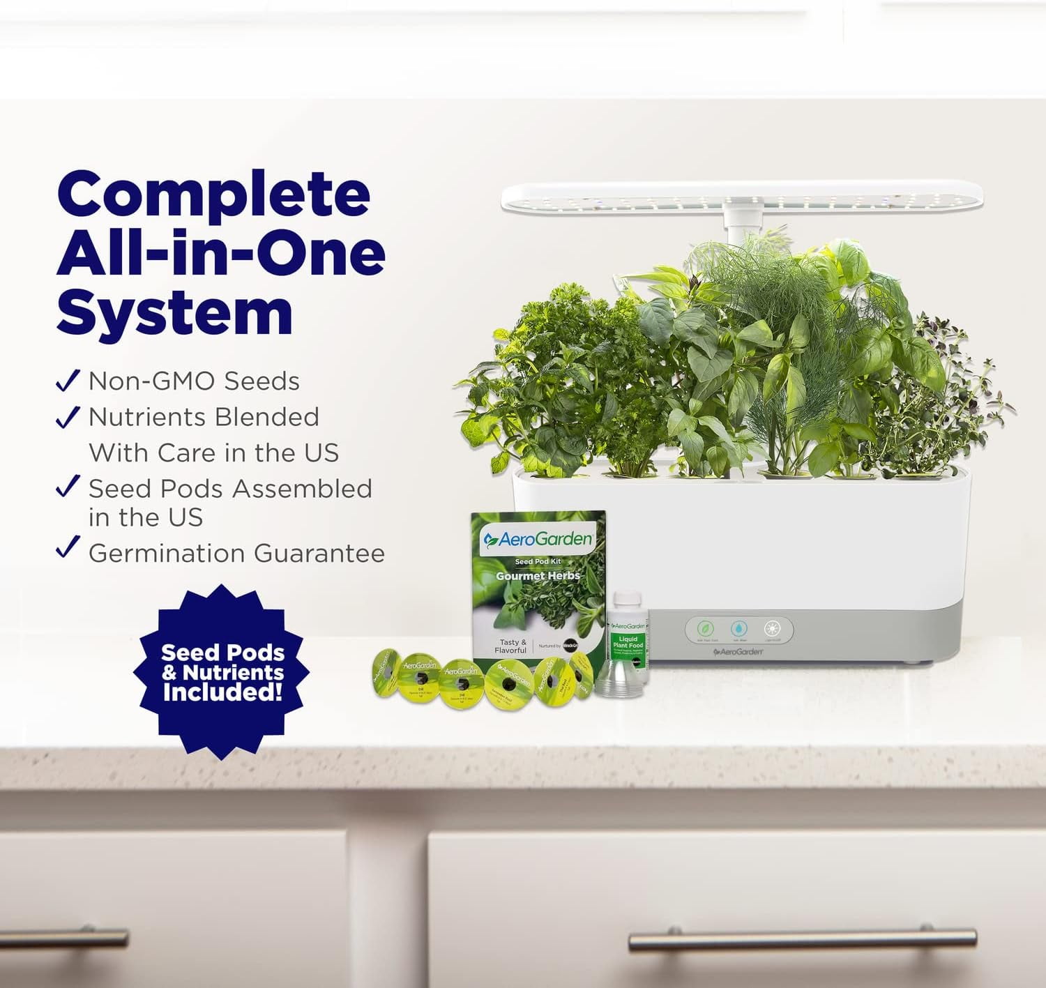 AeroGarden Harvest Slim with Gourmet Herb Seed Pod Kit, Pink