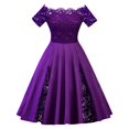 Women's Plus Size Wedding Guest Dresses Short Sleeve Lace One Shoulder