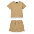 thumbnail image 2 of MAIHAN Boy Summer Clothes Soft Comfy 2 Pieces Sets T-Shirt and Shorts Cotton Summer Outfits Sets(Gold,8-9 Years), 2 of 4
