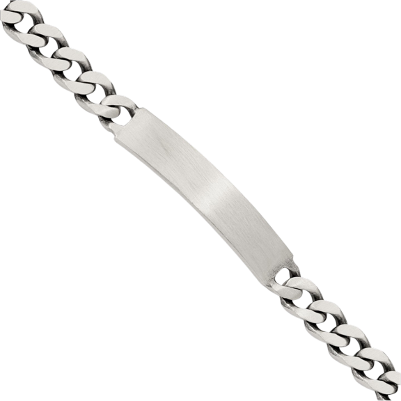 925 Sterling Silver Engraveable Vintage Curb Link Name Bar Identification ID Bracelet