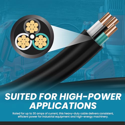 10/3 Bulk Cable 10 Foot - SJOOW Jacket, 30 Amps, 3 Wire, 300v - Water and Oil Resistant (10)