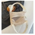 thumbnail image 4 of Hue & Hold Women's Mesh Beach Bag Foldable Beach Tote Bag Portable Large Capacity Breathable Handbag Handheld Makeup Bag,Off-white, 4 of 7