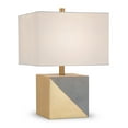 thumbnail image 4 of Evelyn&Zoe Severin 18.5" Tall Gold-Dipped Concrete Table Lamp with Fabric Shade in Gold and Concrete/White, 4 of 9