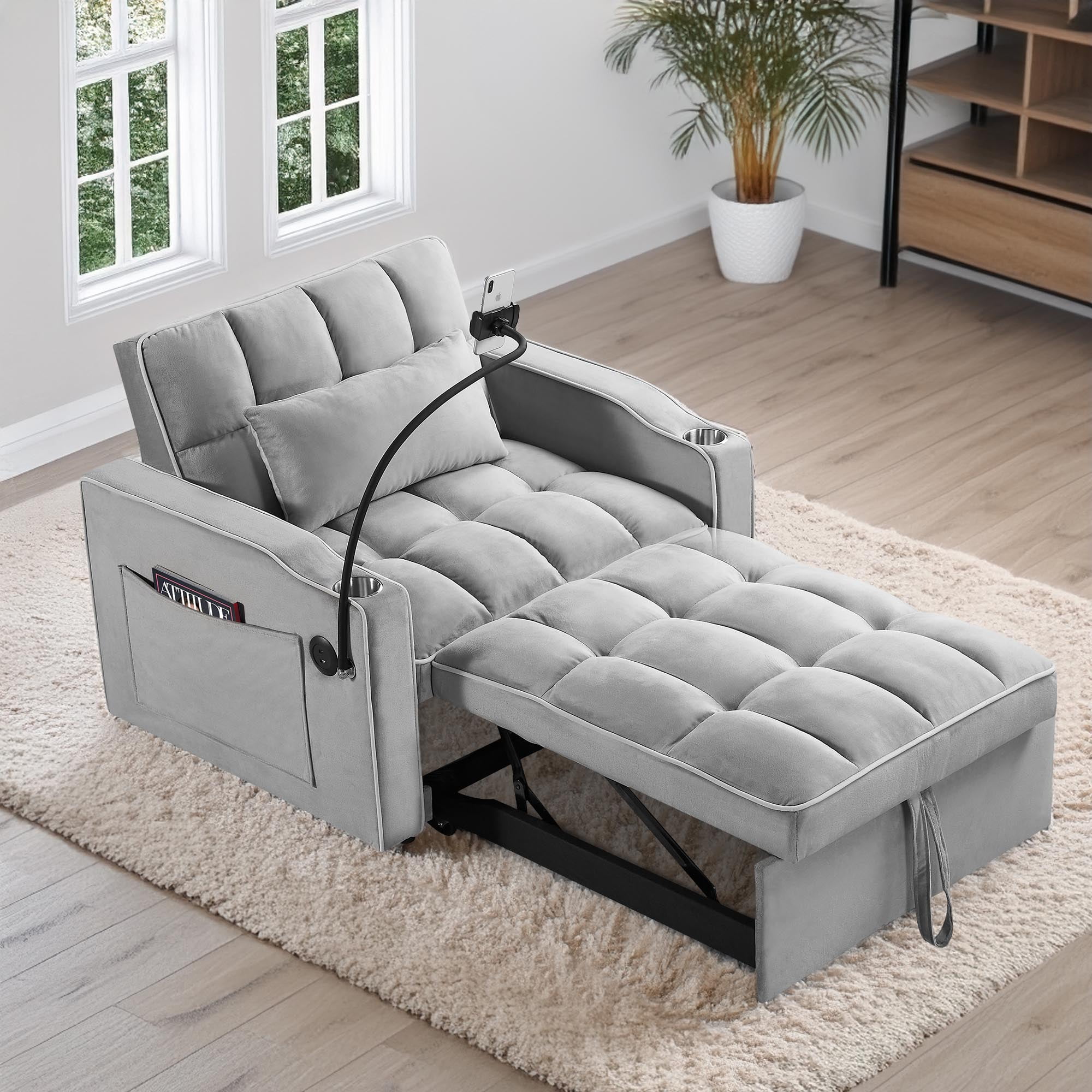 【tak】ベッド Ktaxon 3-in-1 Single Sofa Bed Convertible Sleeper Chair Tech
