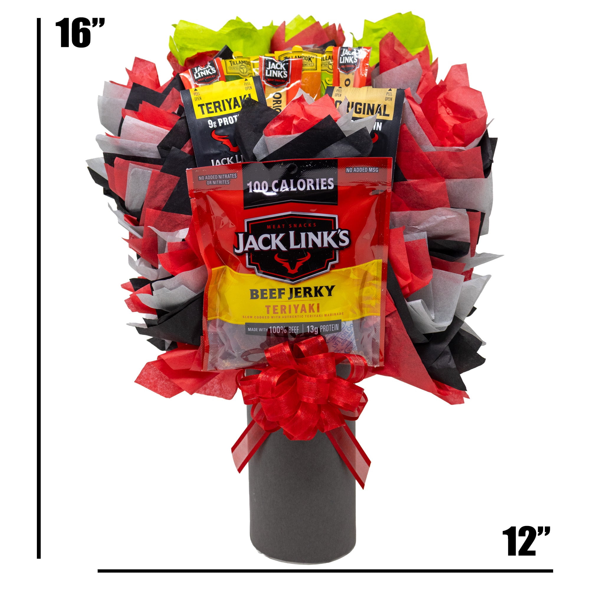 Beef Jerky Man Bouquet. Perfect for Anniversary, Birthday's and Father's Day. Over 1 Pound of Popular Meat Snacks by Jack Links, Slim Jim and More
