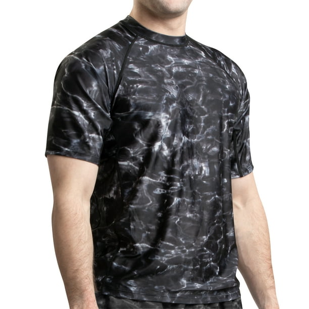 AARON Aqua Design Rash Guard Men UPF 50+ Short Sleeve Rashguard Swim