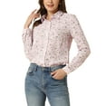 thumbnail image 1 of INSPIRE CHIC Women's Button Down Shirt Ditsy Floral Long Sleeve Point Collar Office Top M Pink1, 1 of 6