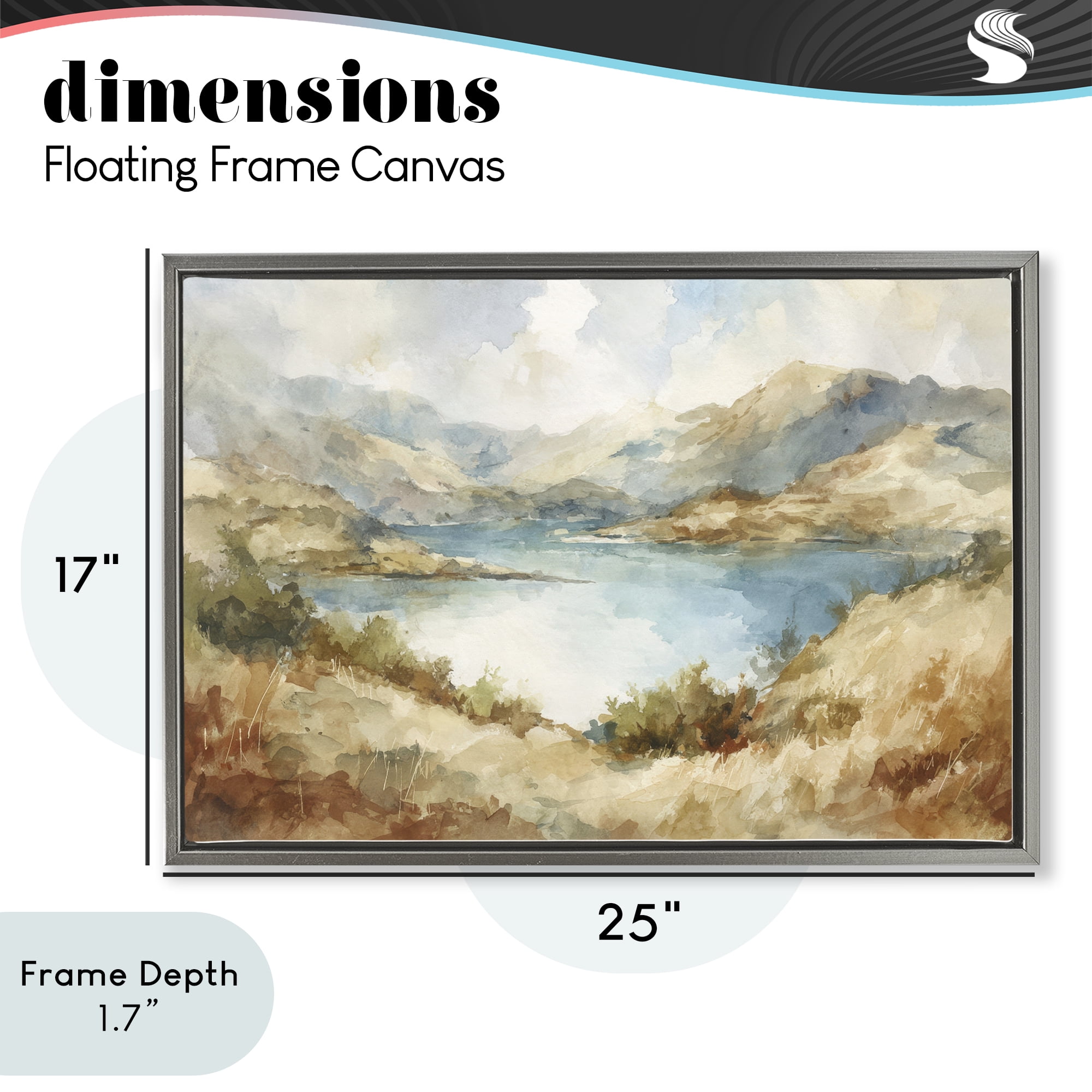 Stupell Industries Secret Mountain Lake Panorama Gray Framed Floater Canvas Wall Art, design by Petal Prints Design
