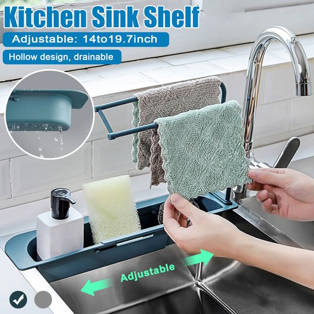 Adjustable Telescopic Sink Holder, EEEkit Sponge Soap Holder Drainer ...